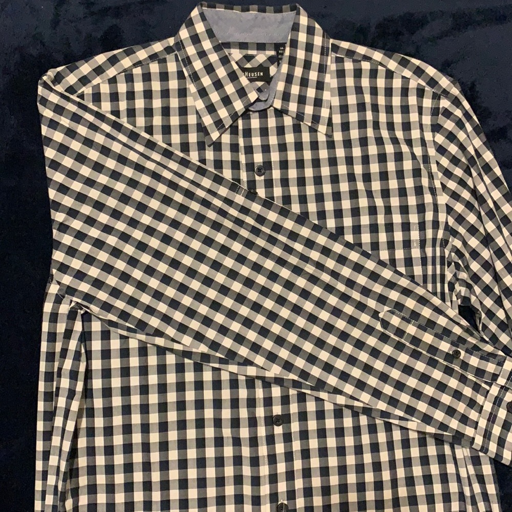Navy and White checkered button down